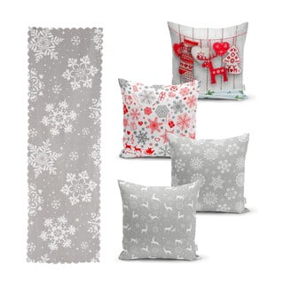 Snowflakes 4 db karácsonyi párnahuzat és asztali futó szett - Minimalist Cushion Covers