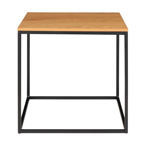 Vita tárolóasztal fekete acél kerettel és tölgyfa dekor asztallappal, 45 x 45 cm - House Nordic-image-3