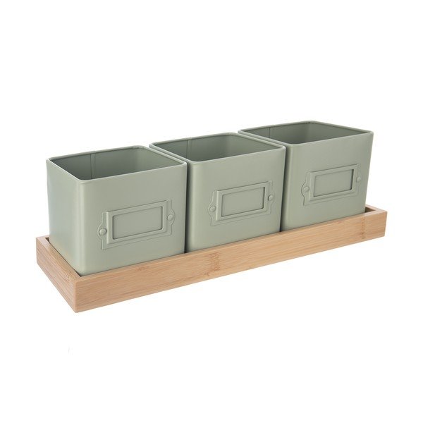 Fém virágcserép készlet fűszernövényekhez 3 db-os Greenish – Orion-image-3