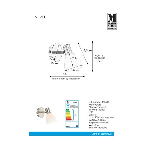 Vero fehér-ezüstszínű falilámpa - Markslöjd-image-1