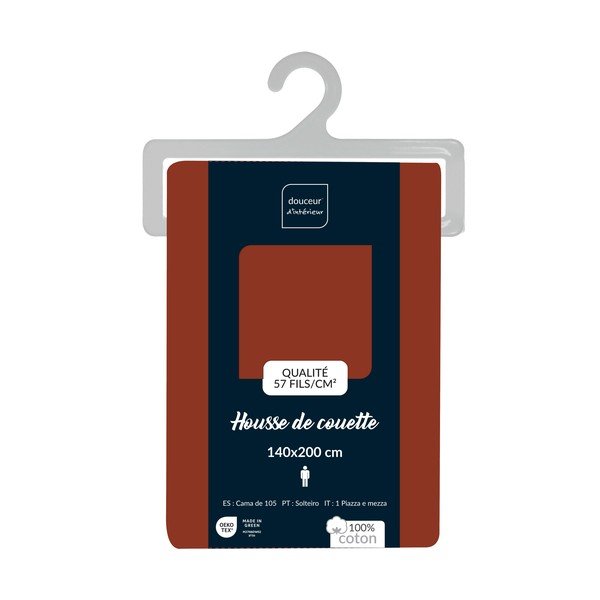 Téglavörös egyszemélyes pamut paplanhuzat 140x200 cm Lina – douceur d'intérieur-image-2