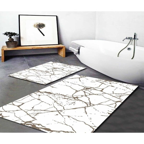 Fehér-barna fürdőszobai kilépő szett 2 db-os 60x100 cm Cracks – Mila Home-image-1