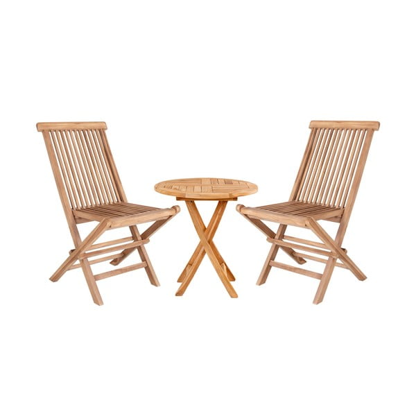 Toledo 2 személyes teakfa kerti étkezőszett székekkel és Oviedo asztallal, ⌀ 70 cm - Bonami Selection