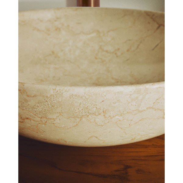 Bézs kő kerek mosdókagyló ø 40 cm Darnen – Kave Home-image-2