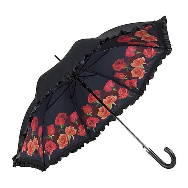 Bouquet of Roses Double Layer kétrétegű fekete botesernyő - Von Lilienfeld