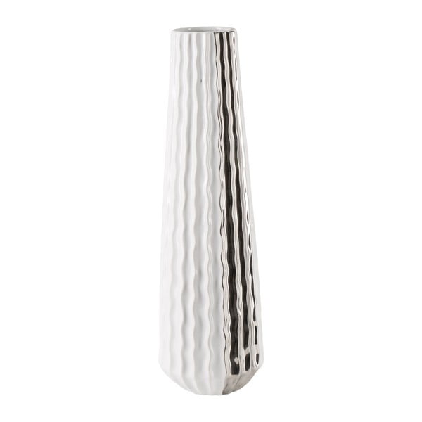 Frise fehéres ezüst kerámia váza, magasság 46 cm - Mauro Ferretti