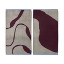 Borvörös-szürkésbézs frottír bio pamut törölköző szett 2 db-os 50x90 cm Nova Arte  – Mette Ditmer Denmark