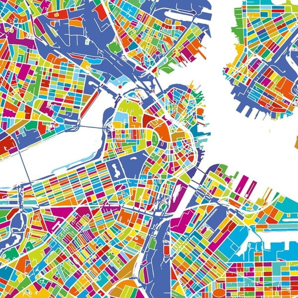 Maps Boston fali kép, 60 x 60 cm