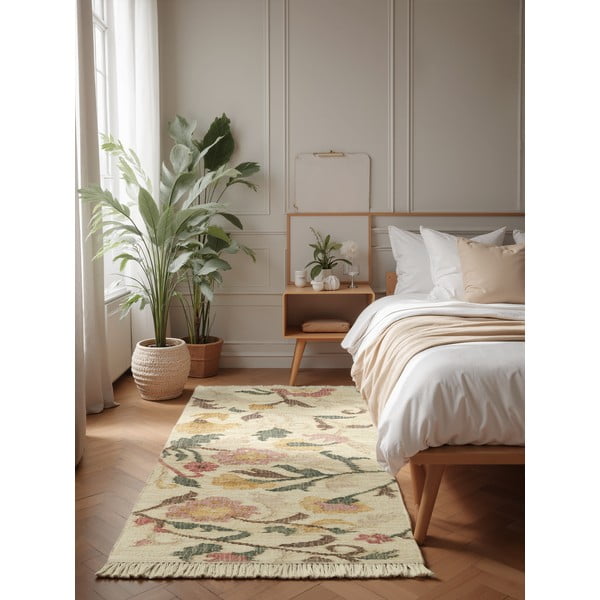 Krémszínű kézi szövésű juta futószőnyeg 80x200 cm Roya Violette – Elle Decoration-image-1