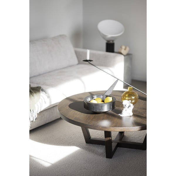 Sötétbarna kerek dohányzóasztal tölgyfa dekorral ø 110 cm Boxford – Rowico-image-3