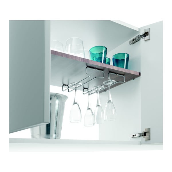 Ezüstszínű fali acél borospohár tartó szett 2 db-os Rail – Metaltex-image-3