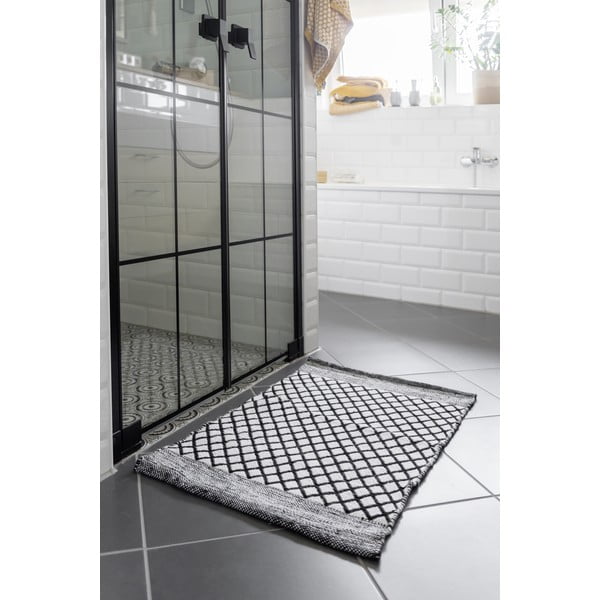 Fekete-fehér újrahasznosított műanyag fürdőszobai kilépő 50x80 cm Tara – Wenko-image-1