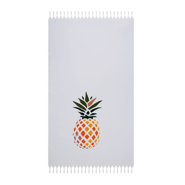 Beach Ananas fehér strandtörölköző 100% pamutból, 170 x 90 cm