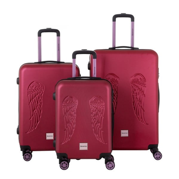 Wingy 3 db-os piros bőrönd szett - Berenice