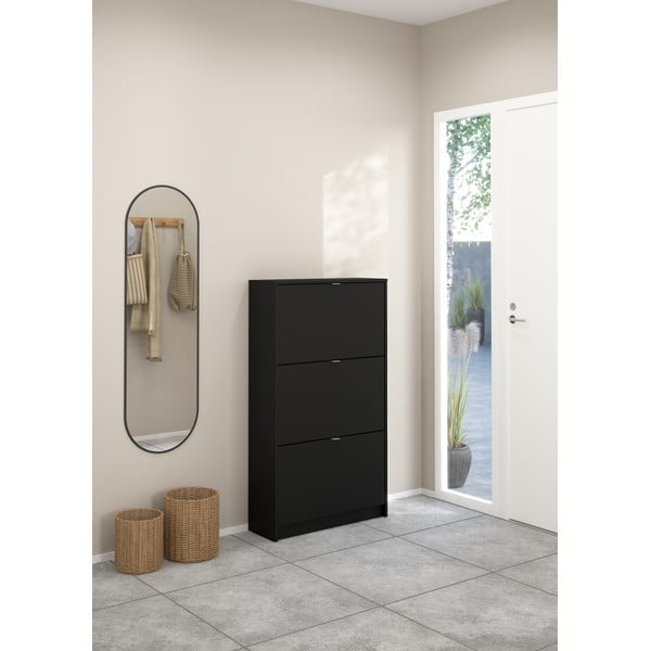 Fekete billenő ajtós cipőtartó Shoes – Tvilum-image-1