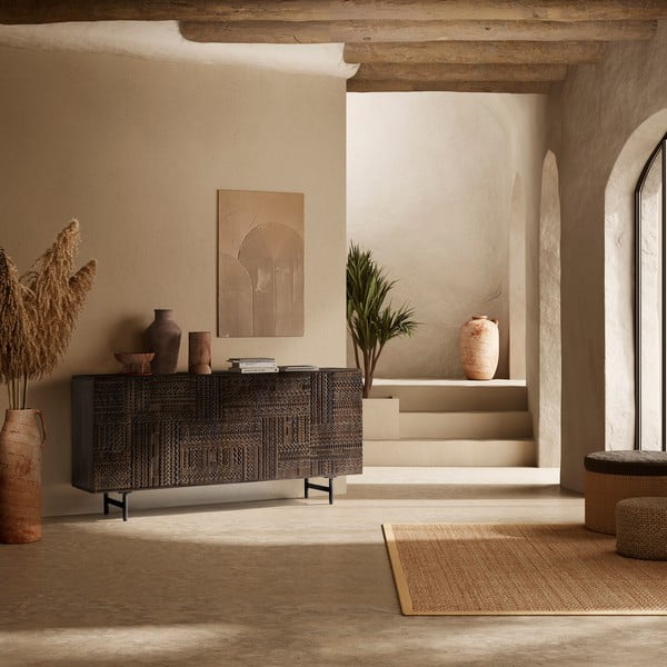 Sötétbarna mangófa komód 160x75x40 cm Kalai – MOME-image-1