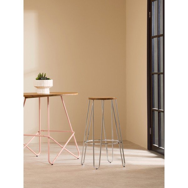 Ezüstszínű-natúr színű szilfa bárszék (ülésmagasság 75 cm) District – Premier Housewares-image-1