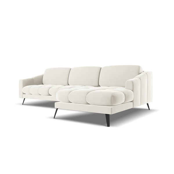 Krémszínű bársony sarokkanapé (jobb oldali) Nalu – Makamii-image-2