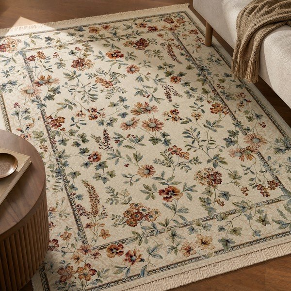 Krémszínű viszkóz szőnyeg 160x230 cm Oriental Flowers – Nouristan-image-1