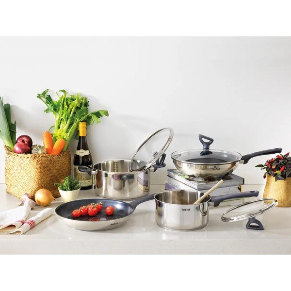 Wok rozsdamentes acél serpenyő fedővel-tapadásmentes felülettel ø 28 cm Daily Cook G7309955 – Tefal-image-1