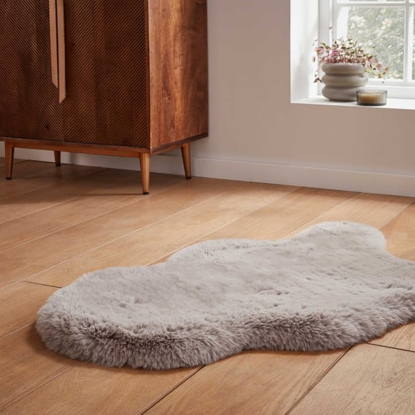 Világosszürke szintetikus szőrme szőnyeg 60x90 cm Super Teddy – Think Rugs-image-2