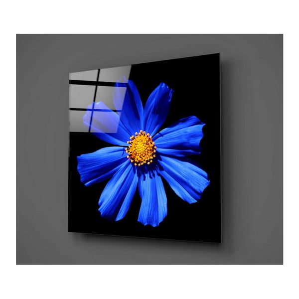 Flowerina fekete-kék üvegkép, 30 x 30 cm - Insigne