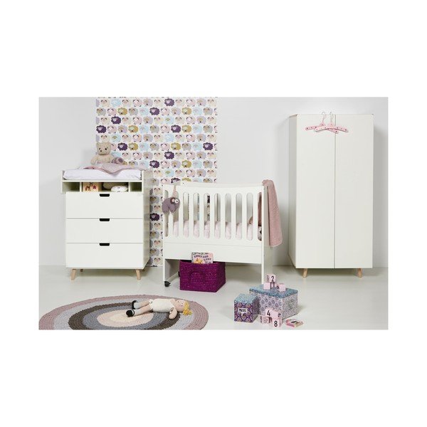 Fehér gurulós kiságy levehető oldalfallal, 89 x 44 cm - Manis-h-image-4