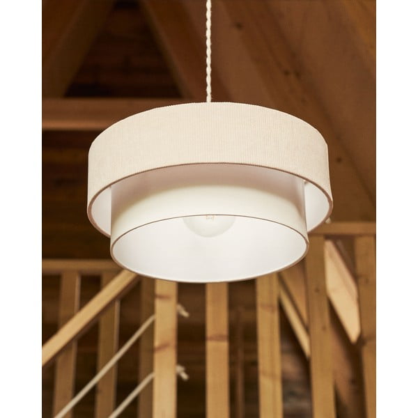 Fehér-bézs függőlámpa textil búrával ø 40 cm Bianella – Kave Home-image-1