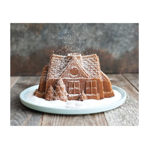 Gingerbread House ezüstszínű sütőforma, 2,1 l - Nordic Ware-image-2