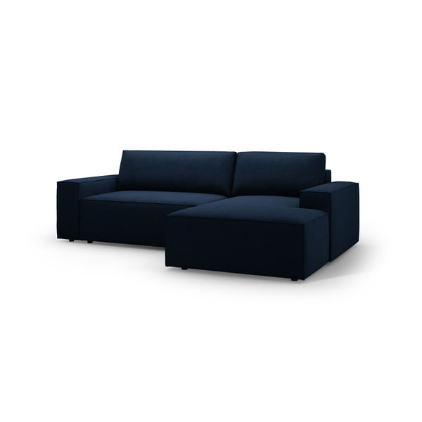 Sötétkék buklé kinyitható sarokkanapé (jobb oldali) Jodie – Micadoni Home-image-2