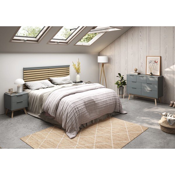 Natúr színű-szürkészöld ágytámla borovi fenyő dekorral 163x100 cm Estefania – Marckeric-image-1