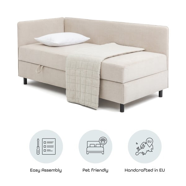 Bézs kárpitozott ágyneműtartós egyszemélyes ágy matraccal 120x200 cm Avela – Bonami Selection-image-4