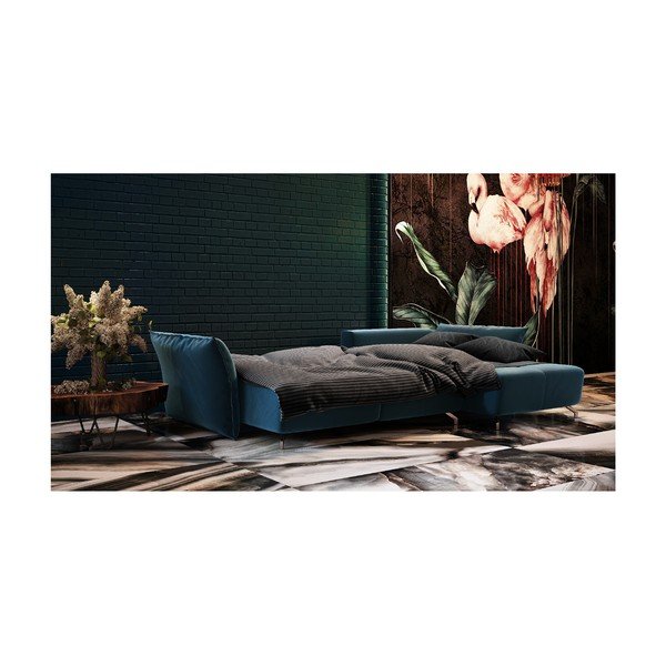 Hermes sötétkék kinyitható sarokkanapé, variálható sarokkal - devichy-image-4