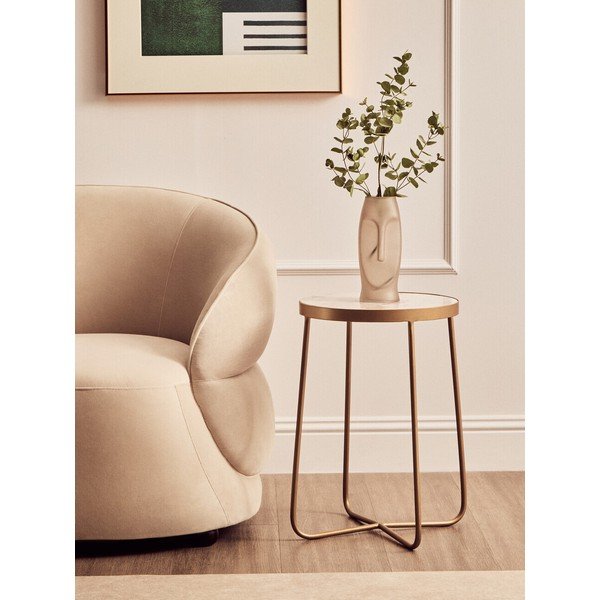 Kerek tárolóasztal márvány asztallappal ø 36 cm Shalimar – Premier Housewares-image-1