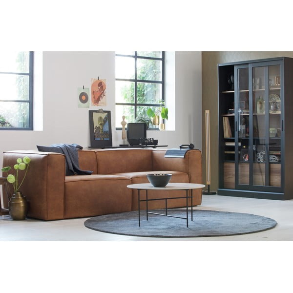 Fekete-natúr színű borovi fenyő tálalószekrény tolóajtóval 125x200 cm James – WOOOD-image-1