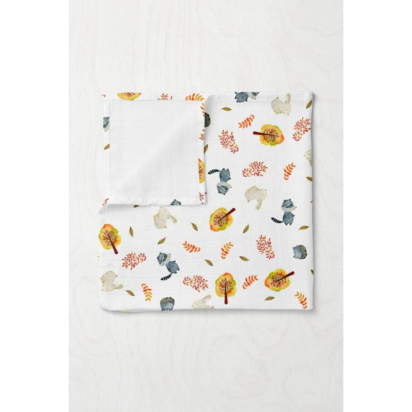Fehér muszlin gyerek takaró 75x100 cm Forest – Mijolnir-image-1