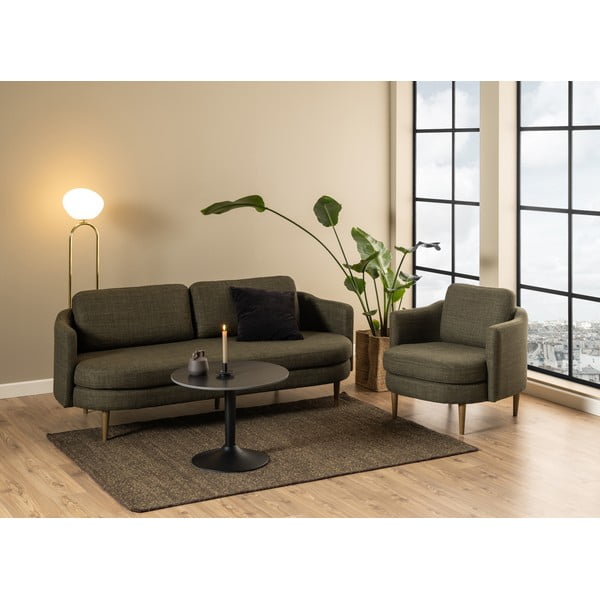 Fekete kerek dohányzóasztal kerámia asztallappal ø 60 cm Malta – Actona-image-2