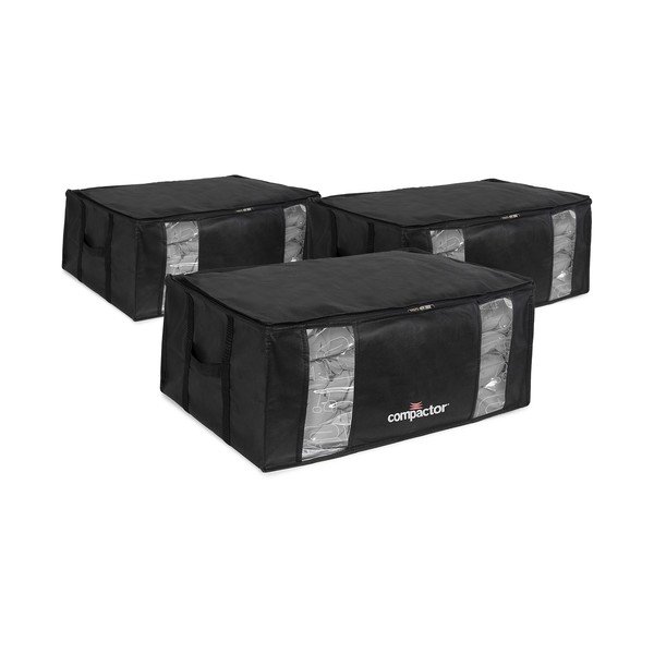 Fekete vákuumos műanyag tárolódoboz szett 3 db-os 65x45x27 cm Black Edition – Compactor-image-2