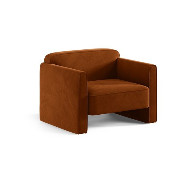 Terrakotta színű bársony fotel Abby – Micadoni 