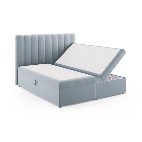 Világoskék boxspring ágy tárolóhellyel 180x200 cm Gina – Milo Casa-image-2