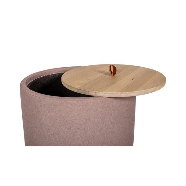 Ibisco világos rózsaszín tárolóasztal, levehető tölgyfa asztallappal, ⌀ 56 cm - Askala-image-1