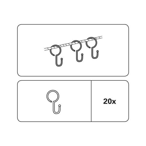 Fém függöny akasztó készlet 20 db-os - Gardinia-image-1