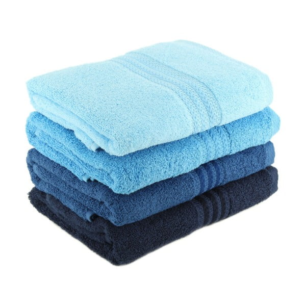 Foutastic Sky 4 db-os kék pamut törölköző szett, 50 x 90 cm-image-1