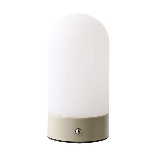 Fehér-szürkésbarna fém asztali lámpa műanyag búrával (magasság 18 cm) Ashford – House Nordic