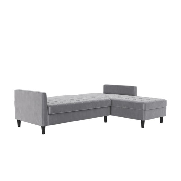 Világosszürke bársony sarokkanapé Presley – Støraa-image-2