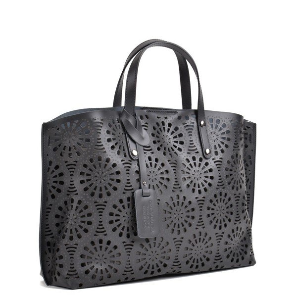 Lulia fekete bőr kézitáska - Mangotti Bags-image-1