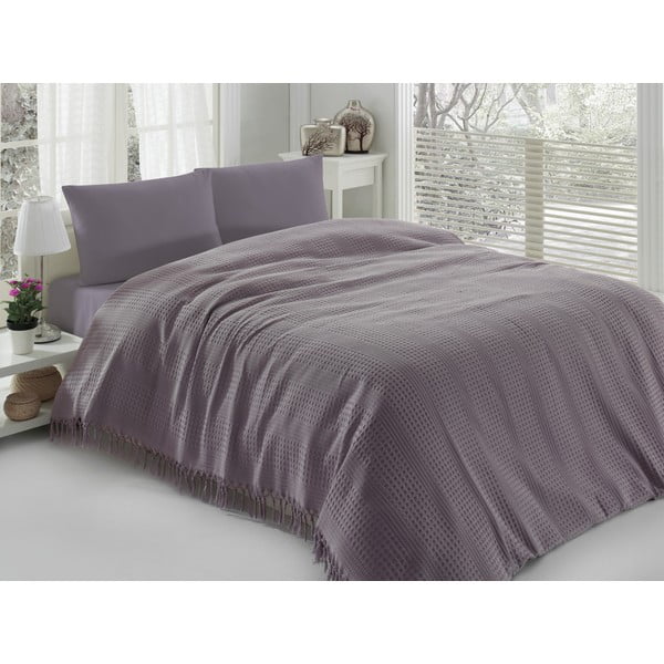 Pique Purple könnyű ágytakaró egyszemélyes ágyhoz, 180 x 240 cm