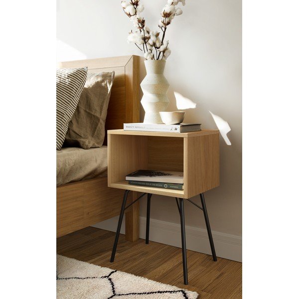 Natúr színű éjjeliszekrény tölgyfa dekorral Rayburn – Woodman-image-1