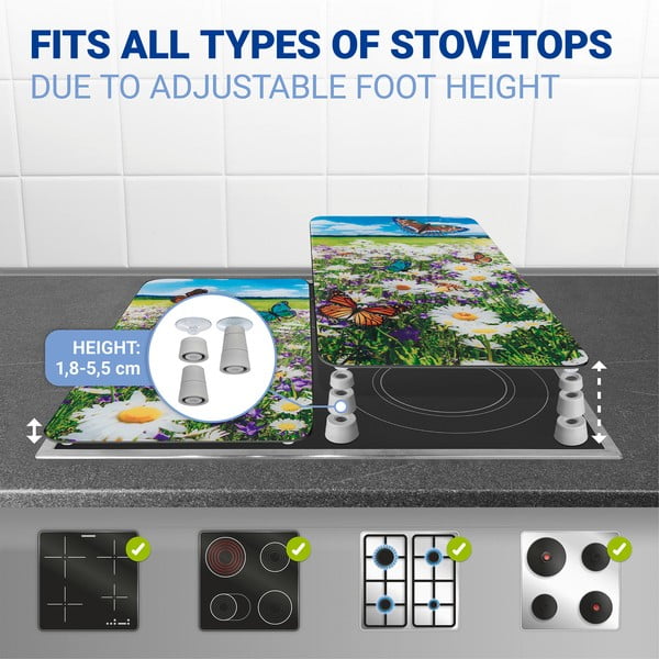 Edzett üveg tűzhely fedőlap szett 2 db-os 52x30 cm Summer Meadow – Maximex-image-4