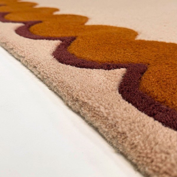 Narancssárga-natúr színű kézi szövésű gyapjú futószőnyeg 80x230 cm Wiggle Wool – Flair Rugs-image-2